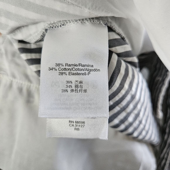 DKNY Chic Striped Trousers Gray White Print Casual Lightweight Neutral Size 14 - Picture 10 of 11